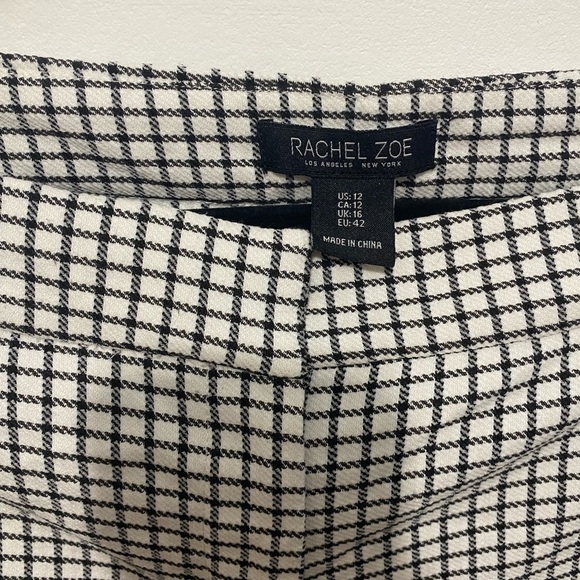 Size 12 Rachel Zoe Back and White Midrise Cropped Straight Leg Dress Pants - Picture 2 of 4